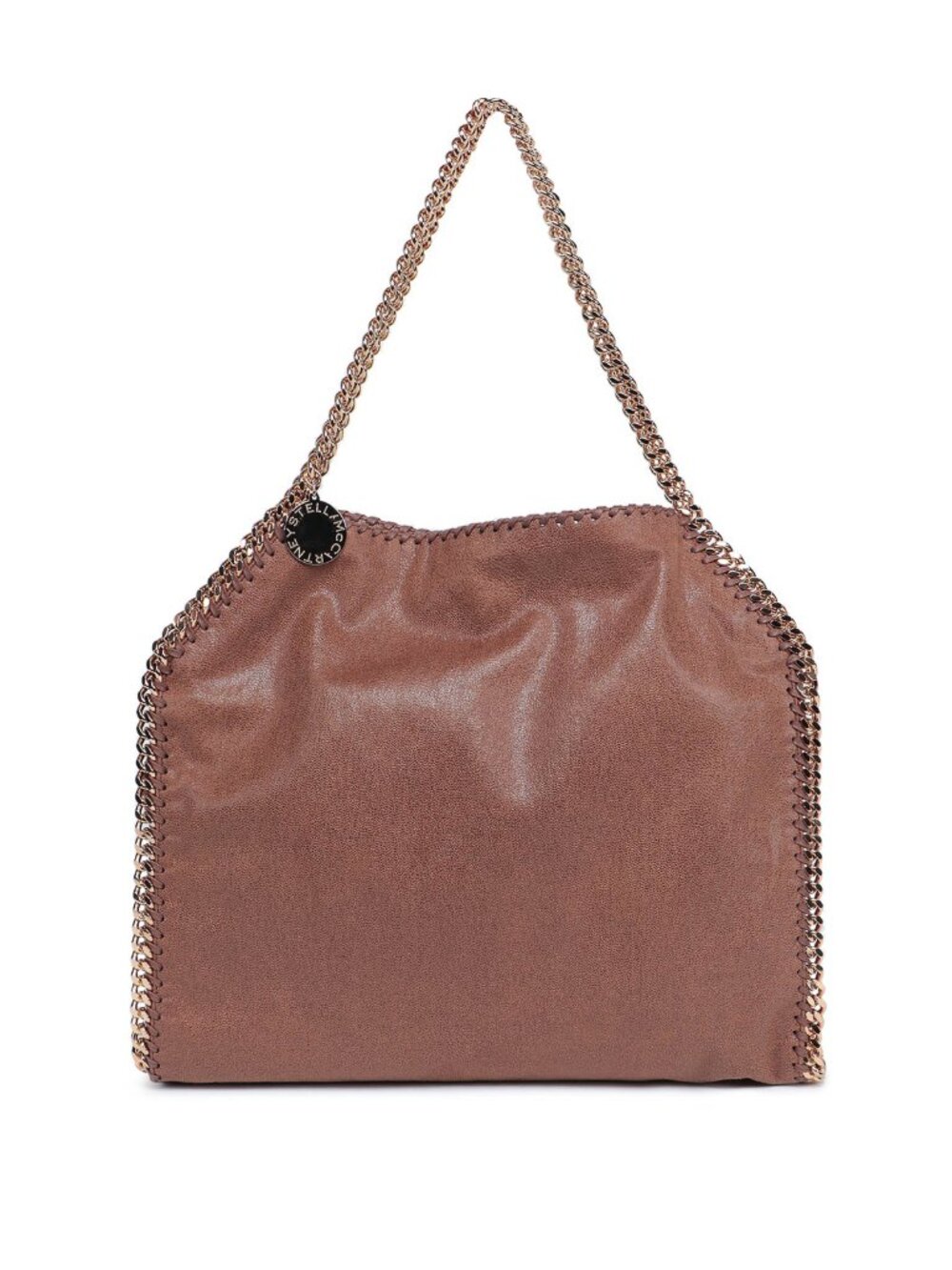 NEW NWOT STELLA MCCARTNEY FALABELLA BROWN FAUX SUEDE GOLD CHAIN TOTE HAND BAG